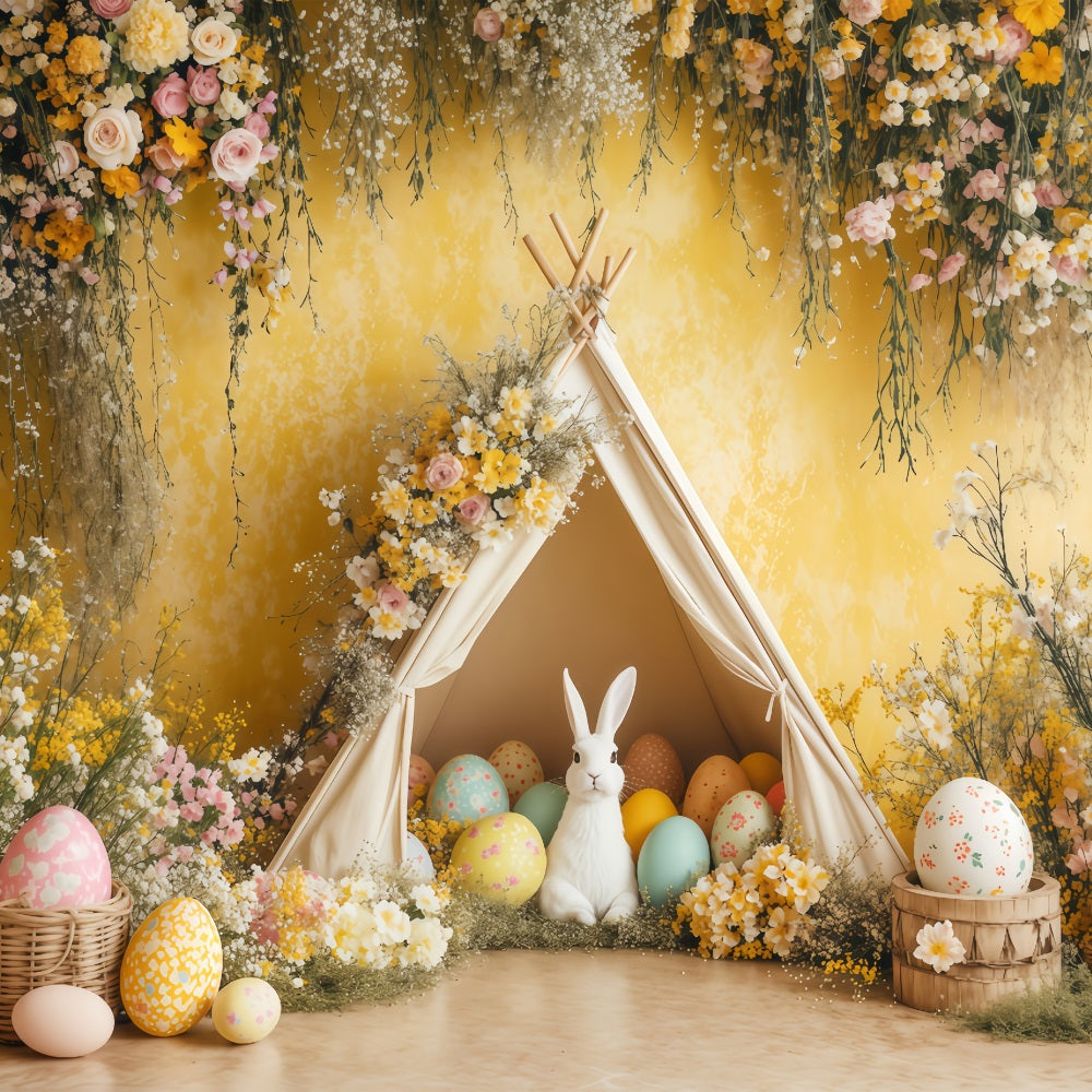 Easter Backdrop Yellow Egg Bunny Tent Backdrop UK BRP1-261