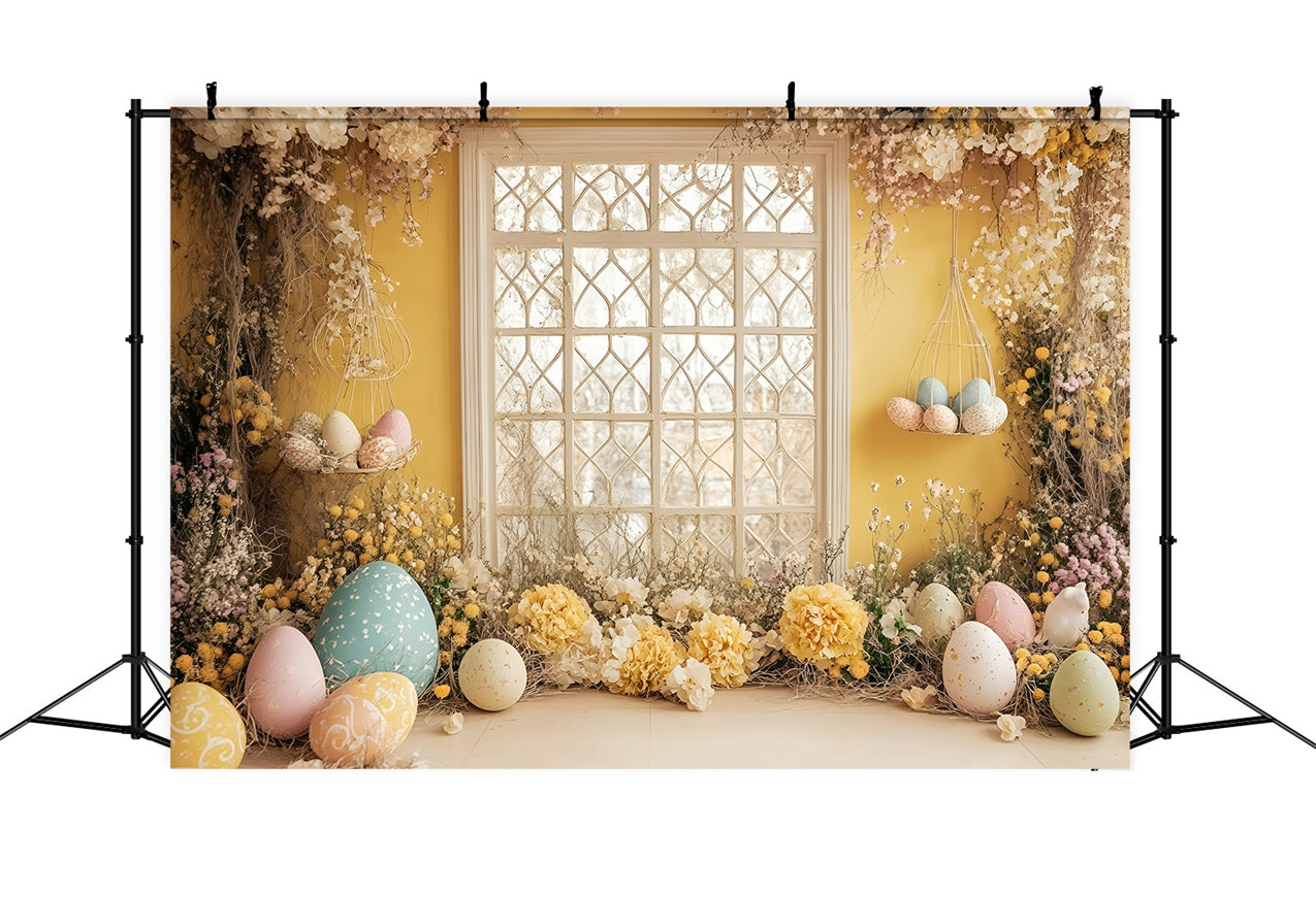 Easter Backdrops Pictures Festive Wreath Egg Scene Backdrop UK BRP1-263