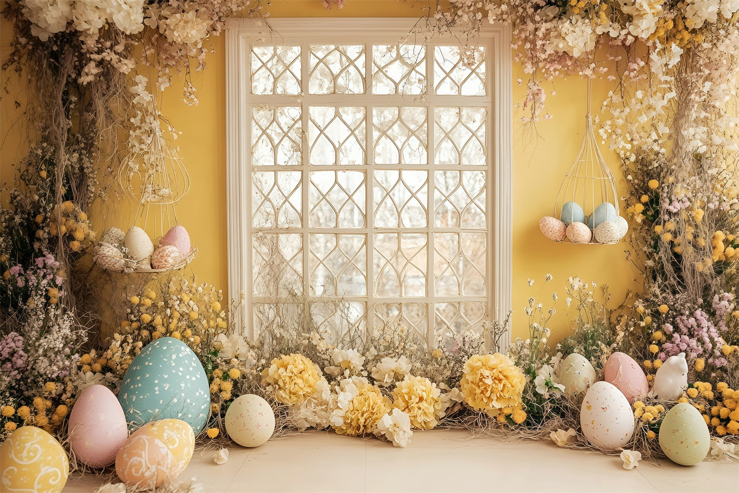 Easter Backdrops Pictures Festive Wreath Egg Scene Backdrop UK BRP1-263