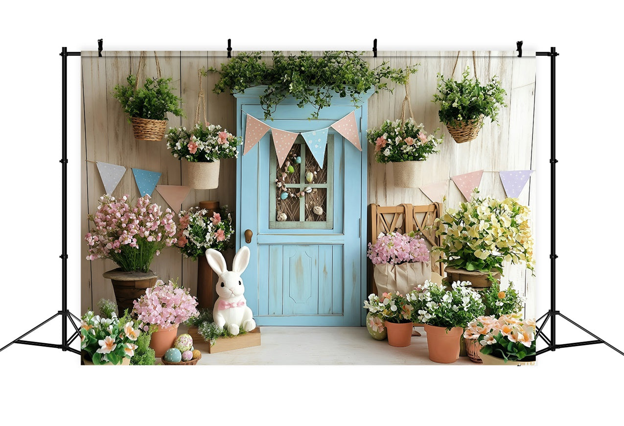 Easter Backdrop Photography Blue Door Hanging Blooms Backdrop UK BRP1-264