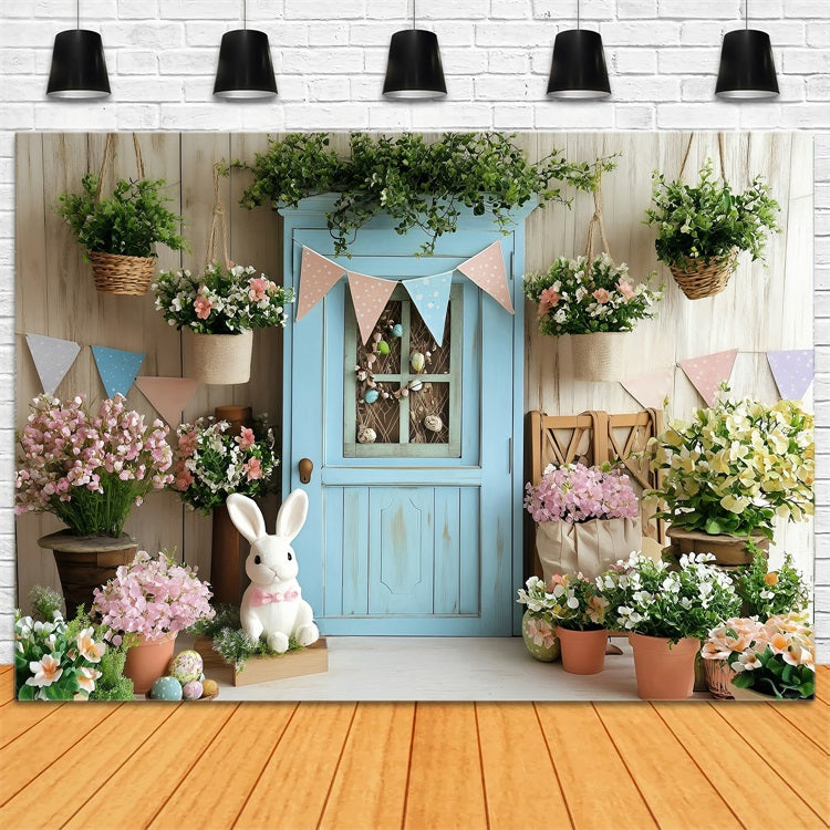 Easter Backdrop Photography Blue Door Hanging Blooms Backdrop UK BRP1-264