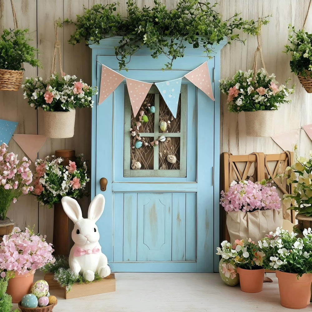 Easter Backdrop Photography Blue Door Hanging Blooms Backdrop UK BRP1-264