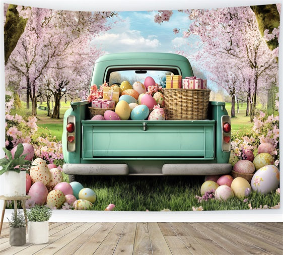 Easter Backdrops Photos Truck Blooming Cherry Trees Backdrop UK BRP1-265