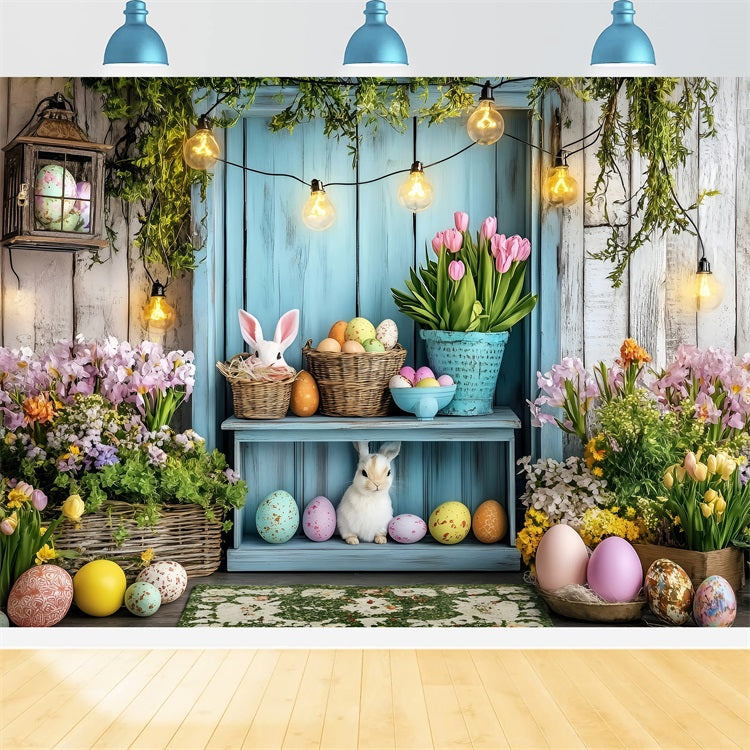 Easter Bunny Photo Backdrop Cozy Cottage Egg Backdrop UK BRP1-267