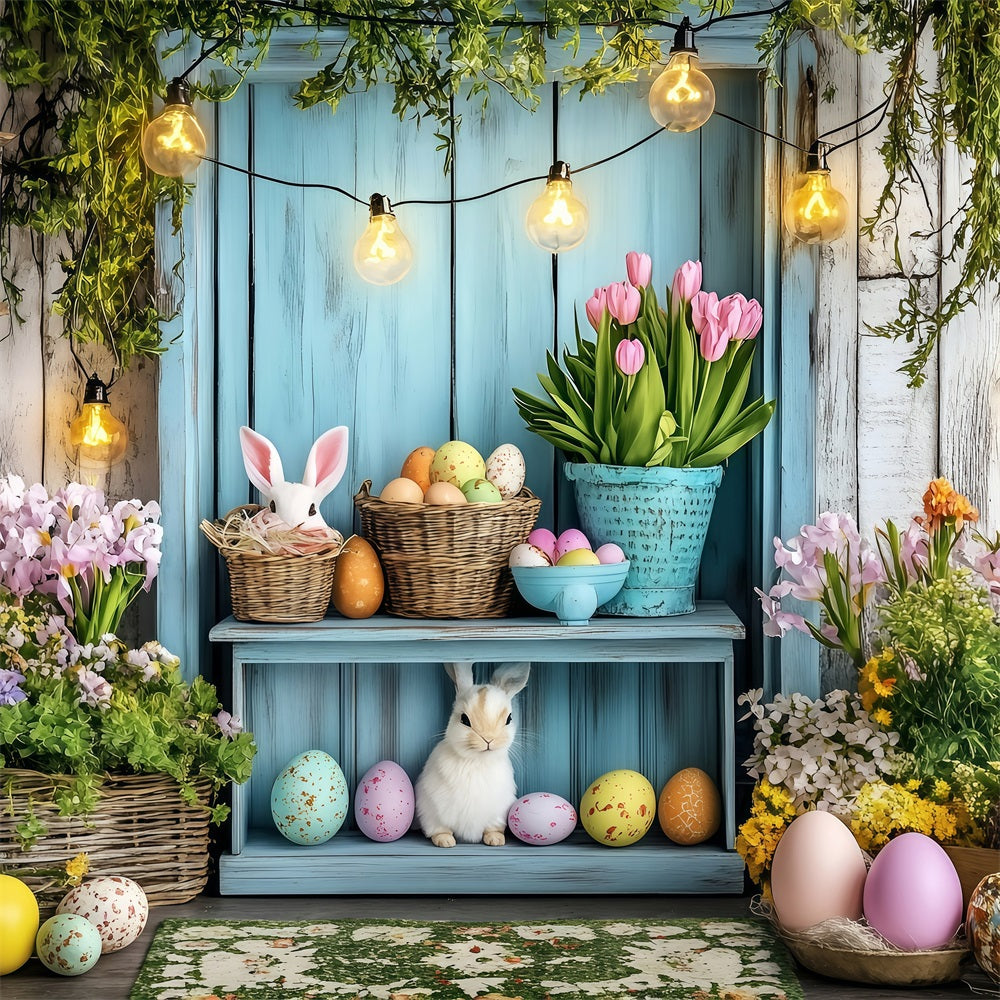 Easter Bunny Photo Backdrop Cozy Cottage Egg Backdrop UK BRP1-267