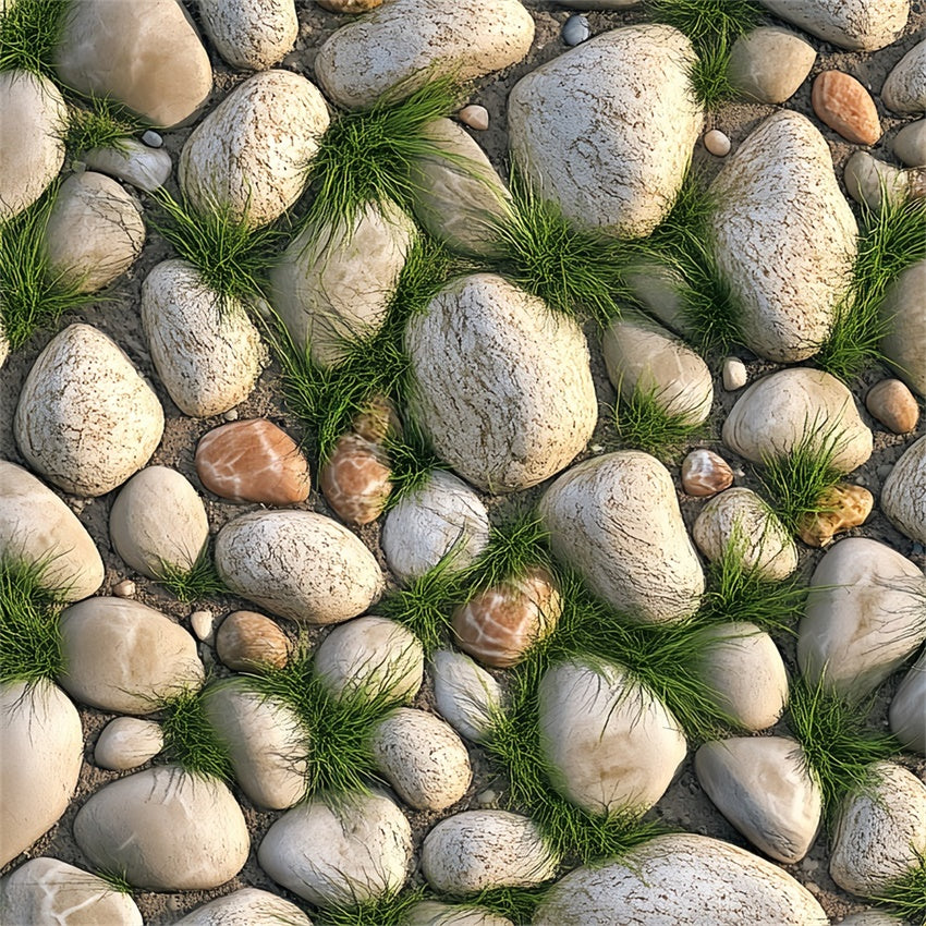 Photography Backdrop Floor Natural Pebble Path Grass Floor Backdrop UK BRP1-27