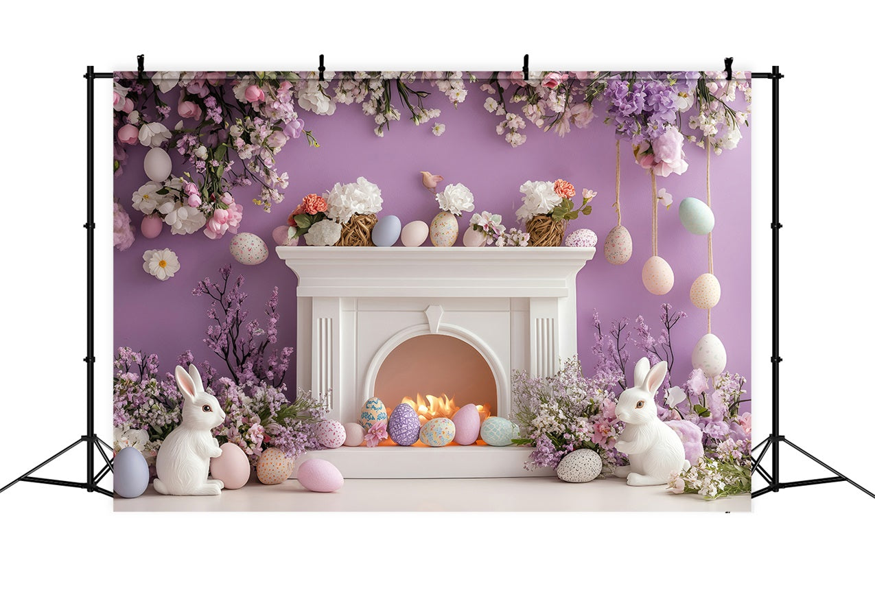 Photo Backdrops Easter Purple Blossom Egg Bunny Backdrop UK BRP1-273