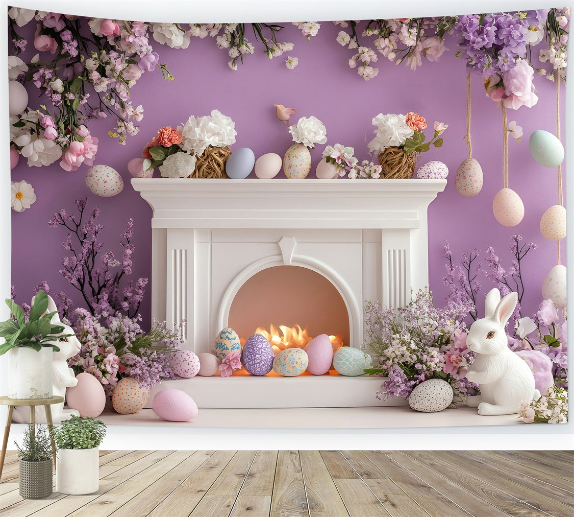 Photo Backdrops Easter Purple Blossom Egg Bunny Backdrop UK BRP1-273