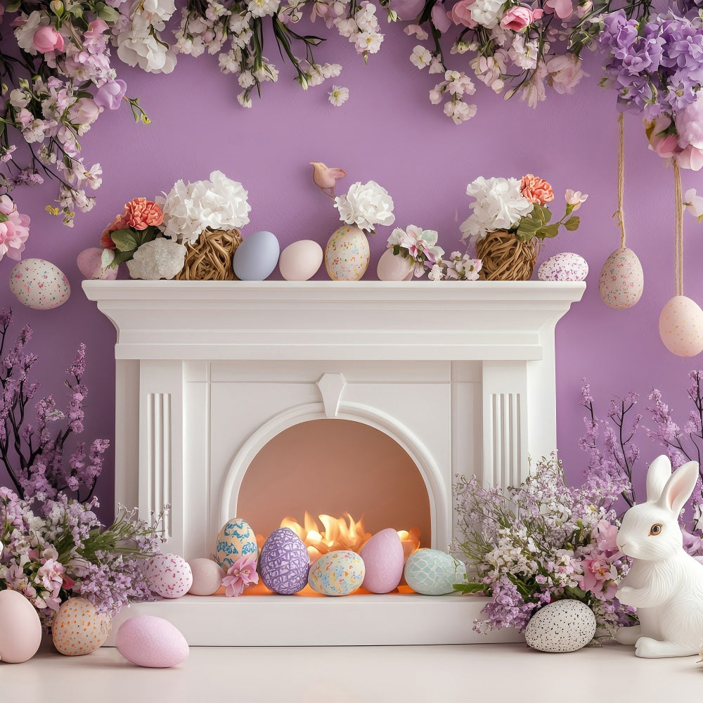 Photo Backdrops Easter Purple Blossom Egg Bunny Backdrop UK BRP1-273