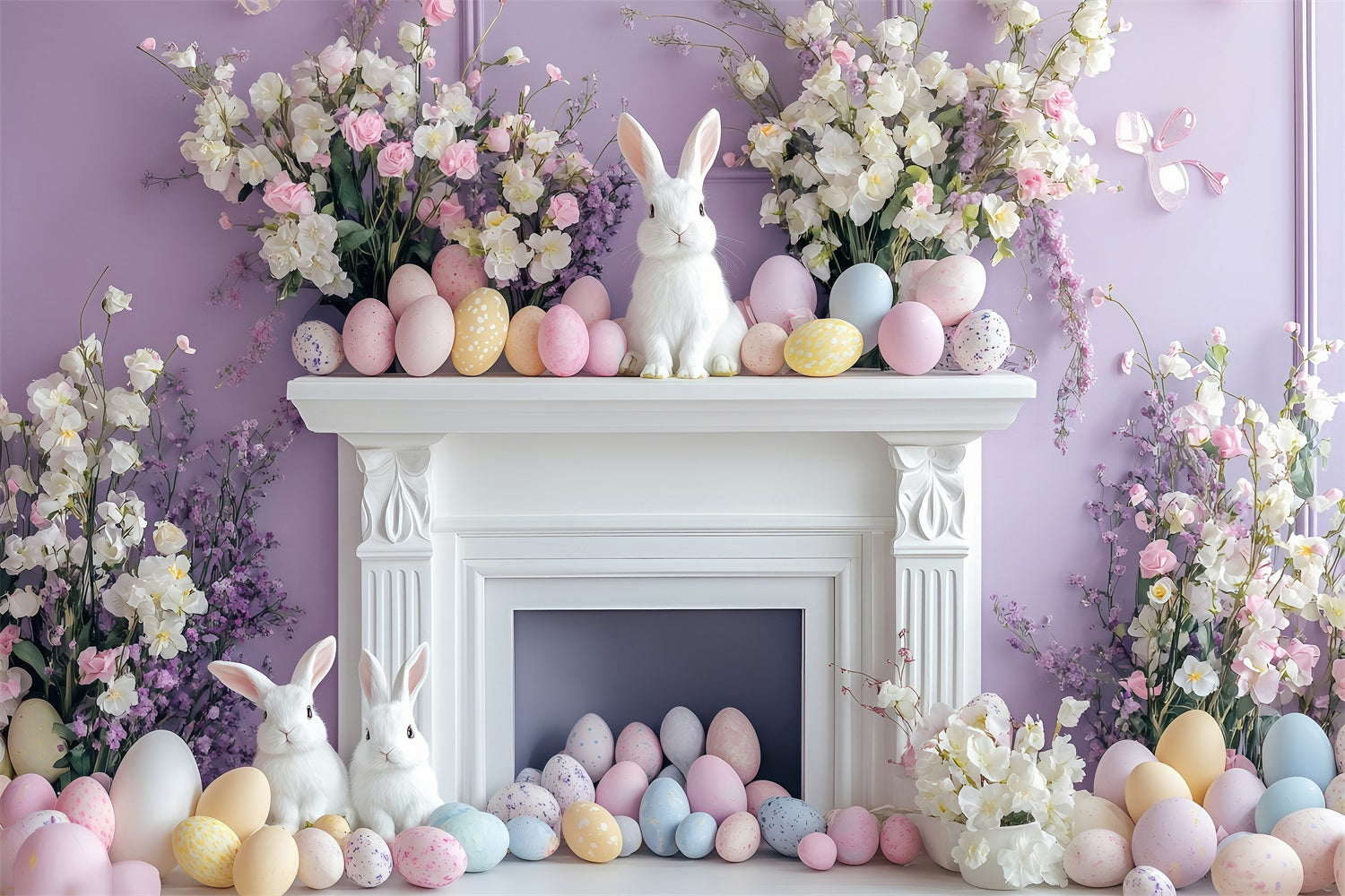 Photography Easter Backdrop Springtime Fireplace Celebration Backdrop UK BRP1-274