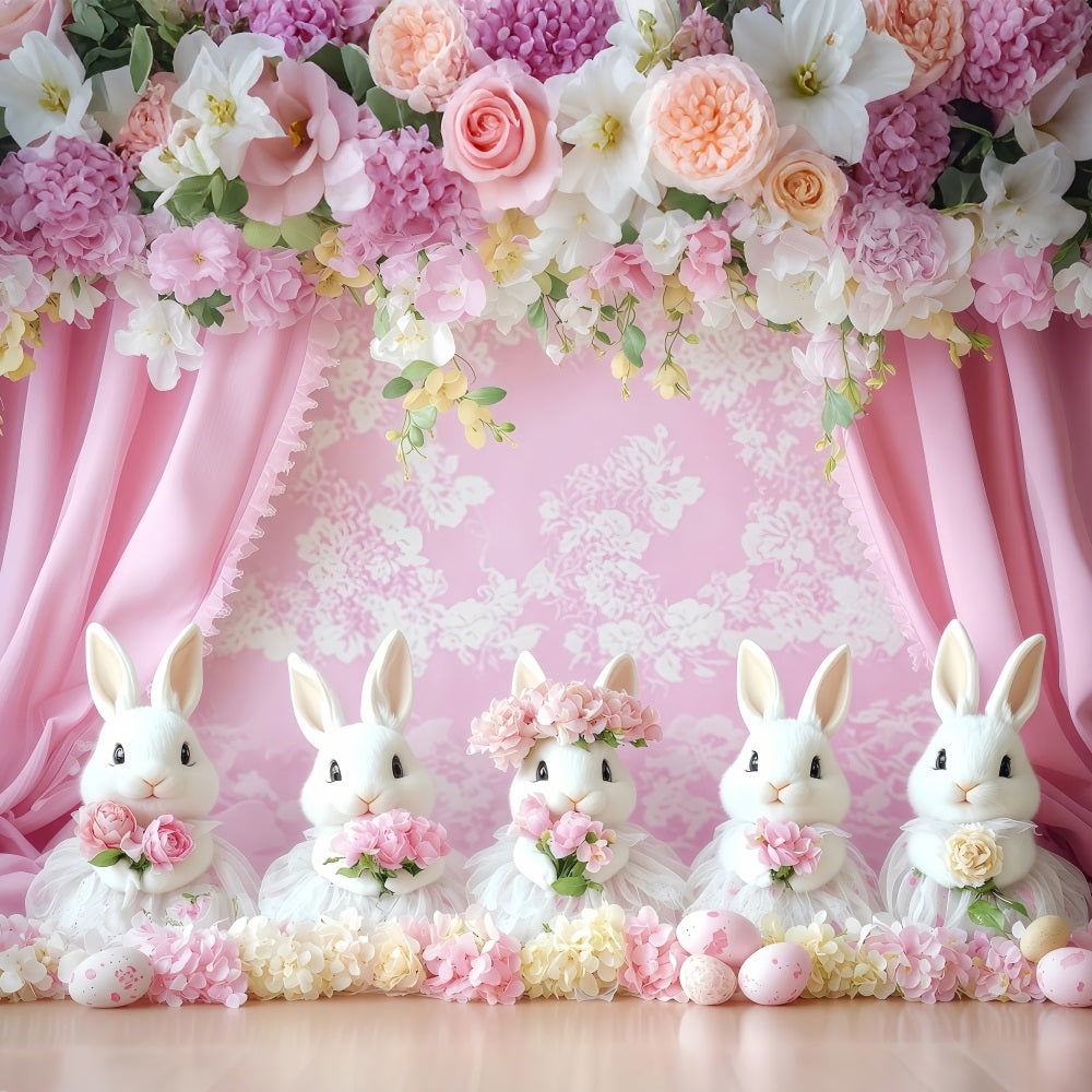 Backdrop Easter Pink Bunny Celebration Backdrop UK BRP1-275