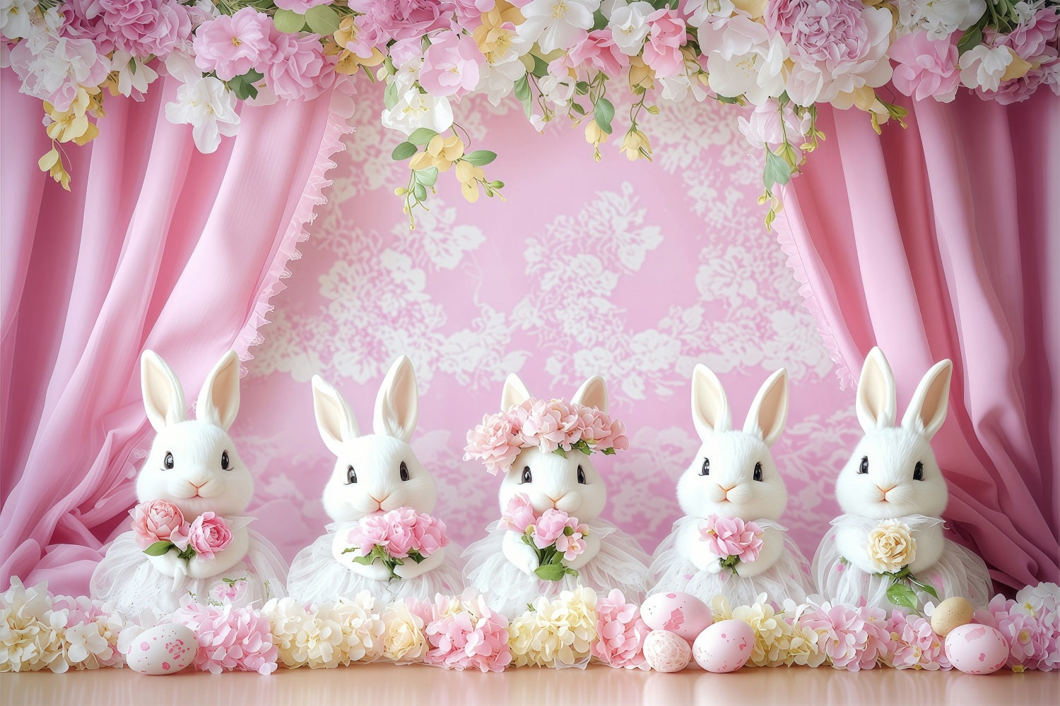 Backdrop Easter Pink Bunny Celebration Backdrop UK BRP1-275