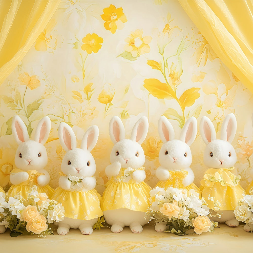 Easter Bunny Backdrop Floral Radiance Yellow Backdrop UK BRP1-276