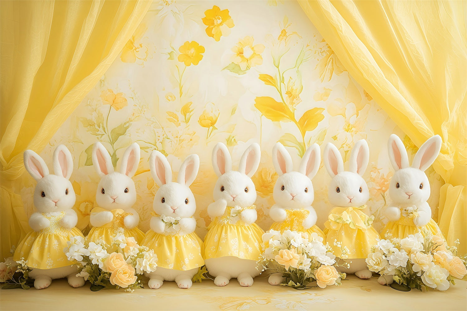 Easter Bunny Backdrop Floral Radiance Yellow Backdrop UK BRP1-276