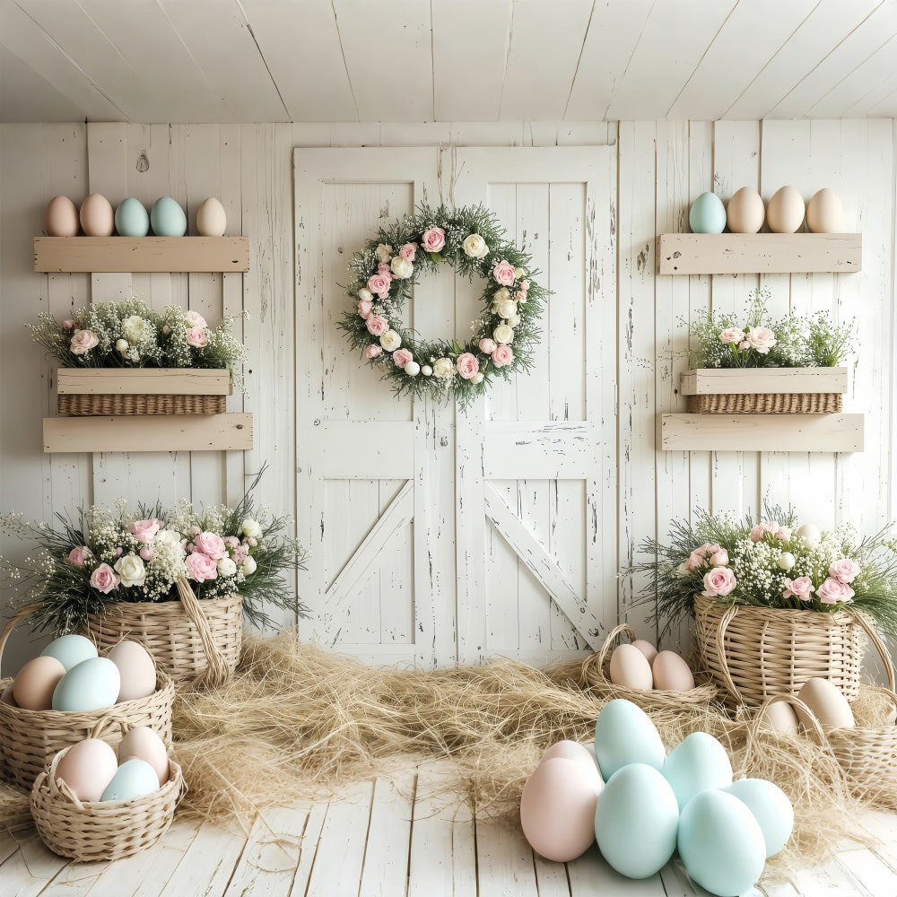 Photography Backdrops Easter Farmhouse Rustic Flower Backdrop UK BRP1-278