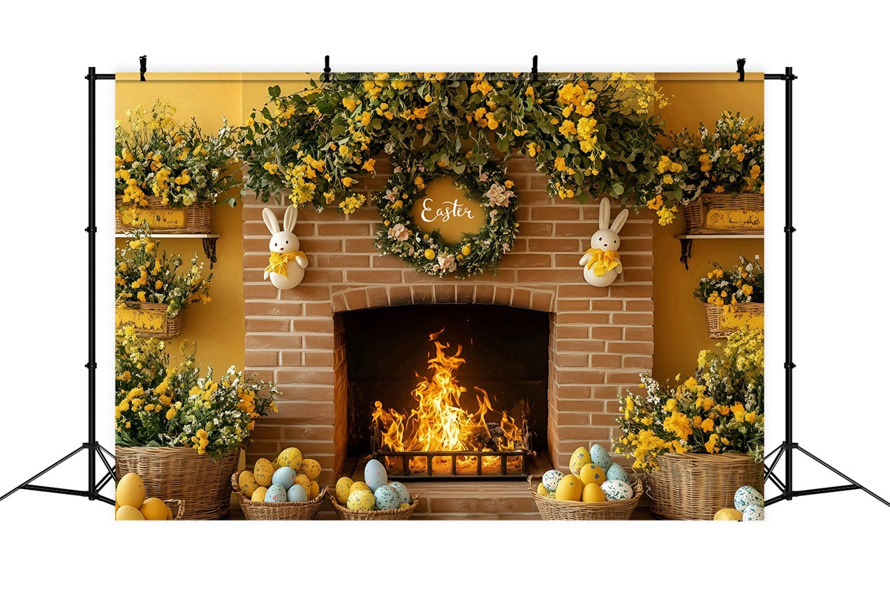 Easter Picture Backdrop Rustic Fireplace Egg Display Backdrop UK BRP1-280