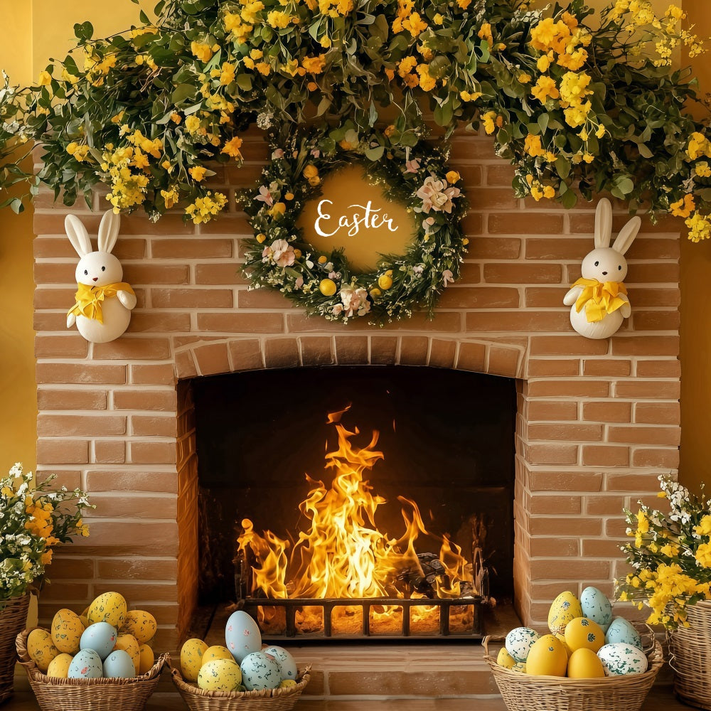 Easter Picture Backdrop Rustic Fireplace Egg Display Backdrop UK BRP1-280