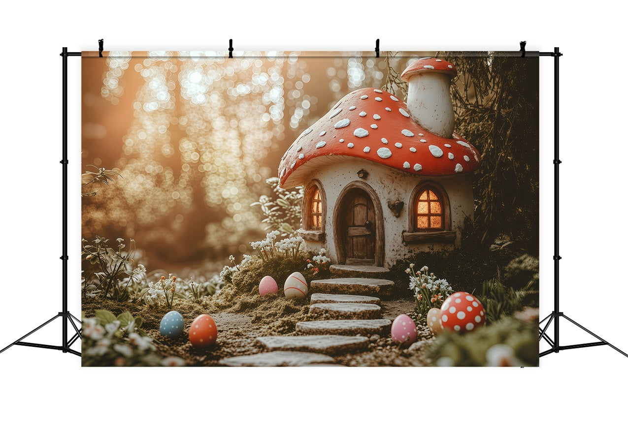 Easter Backdrops Photography Magical Mushroom Cottage Eggs Backdrop UK BRP1-282