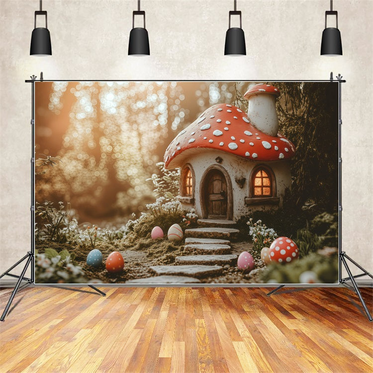 Easter Backdrops Photography Magical Mushroom Cottage Eggs Backdrop UK BRP1-282