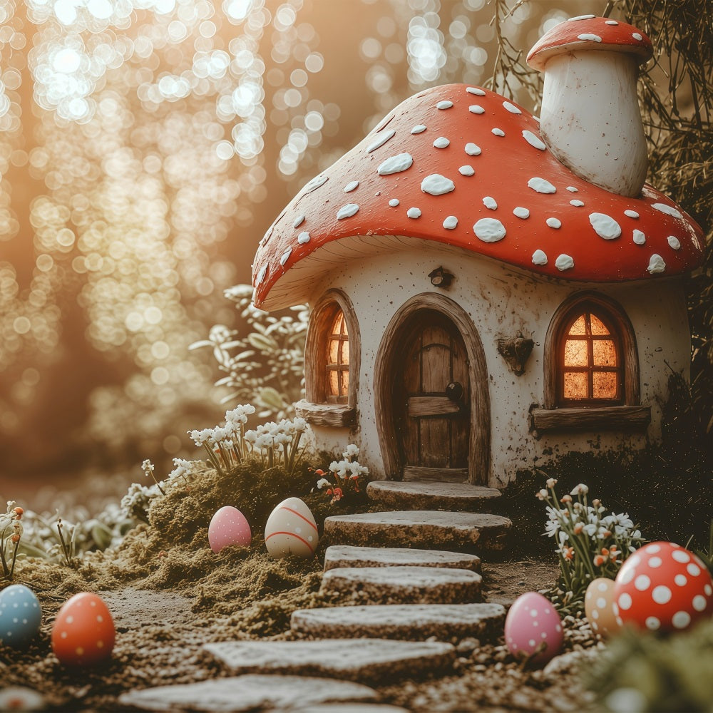 Easter Backdrops Photography Magical Mushroom Cottage Eggs Backdrop UK BRP1-282