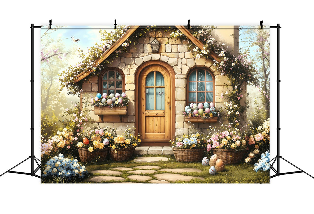 Easter Backdrops Photography Country Cottage Egg Display Backdrop UK BRP1-283