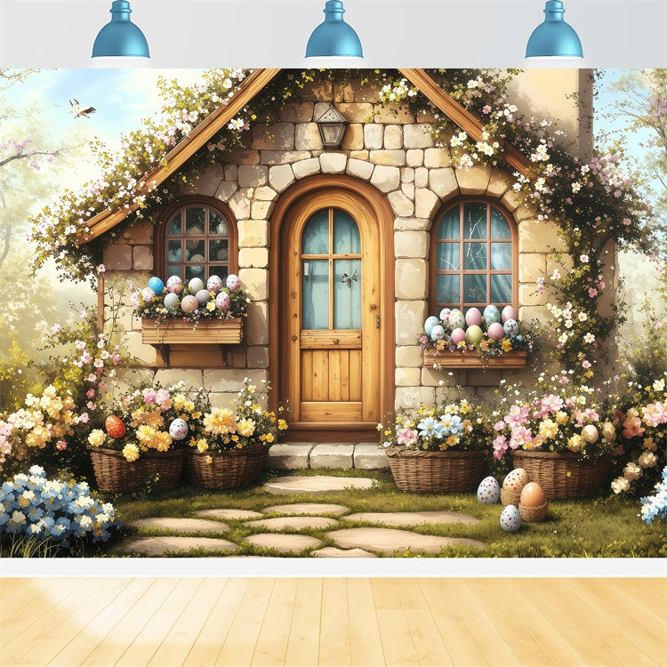 Easter Backdrops Photography Country Cottage Egg Display Backdrop UK BRP1-283