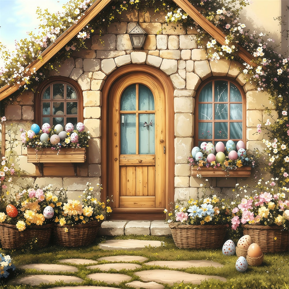 Easter Backdrops Photography Country Cottage Egg Display Backdrop UK BRP1-283