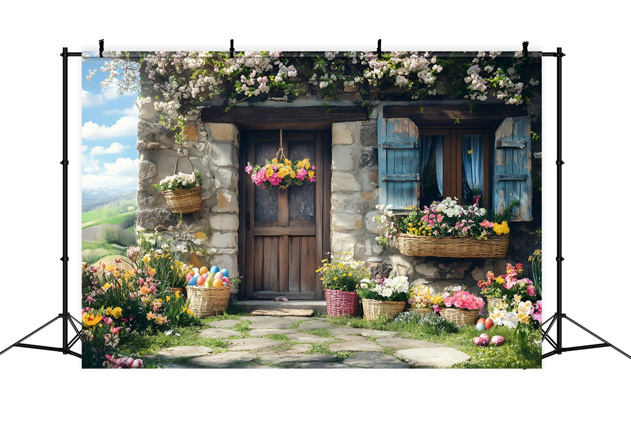 Photo Backdrops Easter Blossom Covered Cottage Celebration Backdrop UK BRP1-284