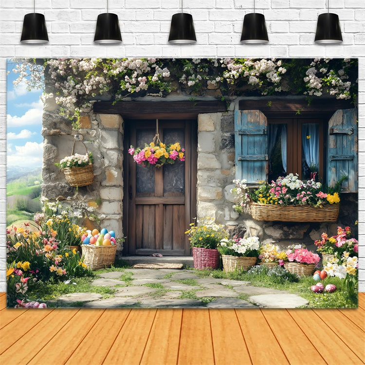 Photo Backdrops Easter Blossom Covered Cottage Celebration Backdrop UK BRP1-284