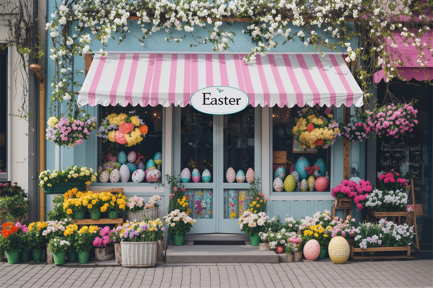 Easter Backdrops Photography Floral Egg Shop Scene Backdrop UK BRP1-286