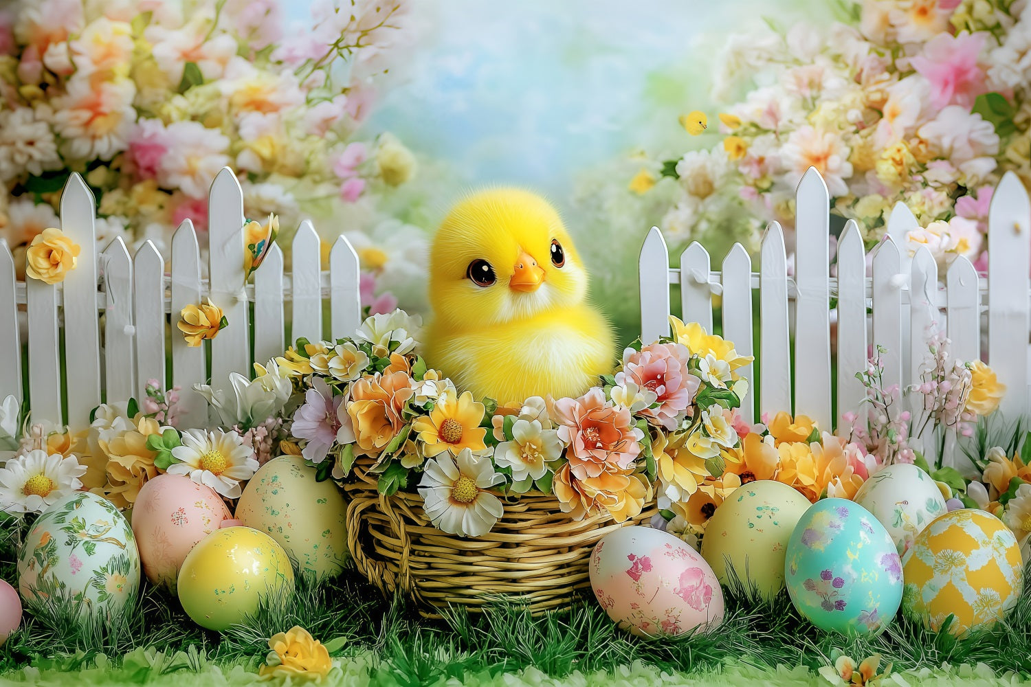 Photo Backdrops Easter Adorable Chick Garden Scene Backdrop UK BRP1-294