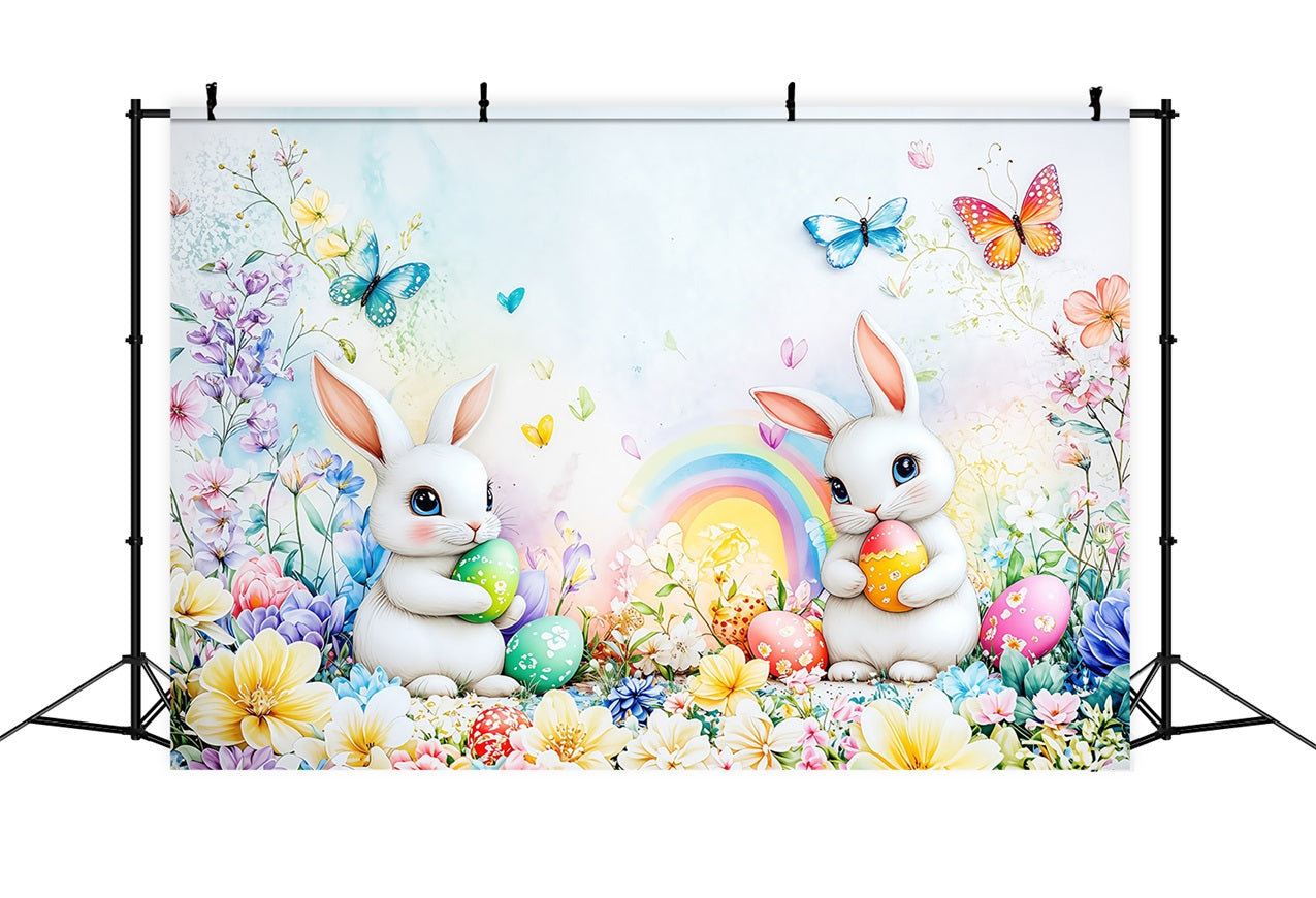 Easter Backdrops Photography Vibrant Rainbow Bunny Decor Backdrop UK BRP1-295