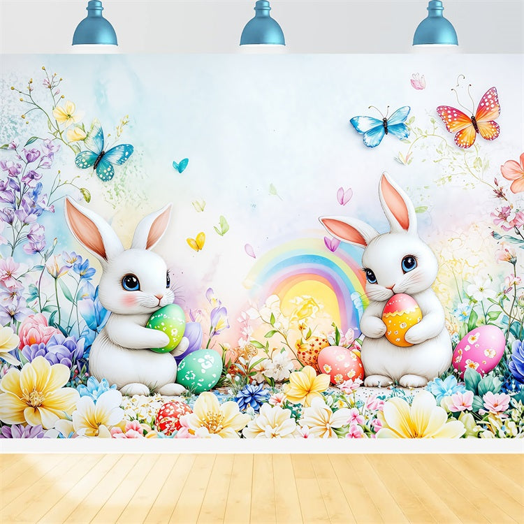 Easter Backdrops Photography Vibrant Rainbow Bunny Decor Backdrop UK BRP1-295