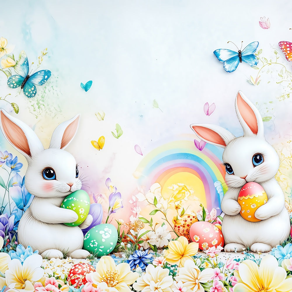 Easter Backdrops Photography Vibrant Rainbow Bunny Decor Backdrop UK BRP1-295