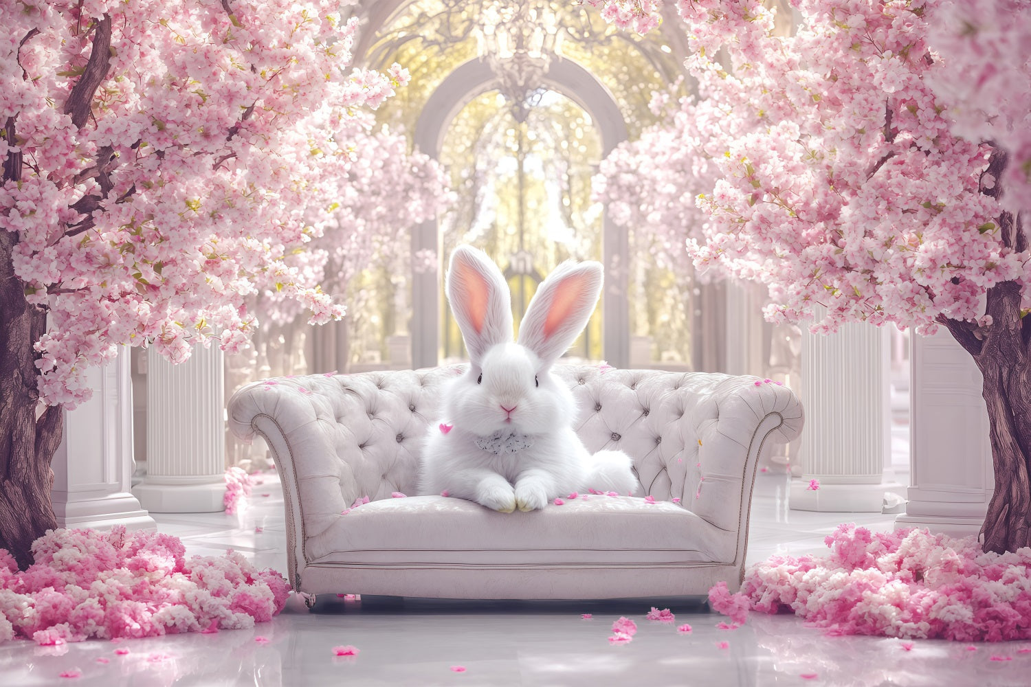 Easter Backdrops Photography Bunny Cherry Blossom Palace Backdrop UK BRP1-297