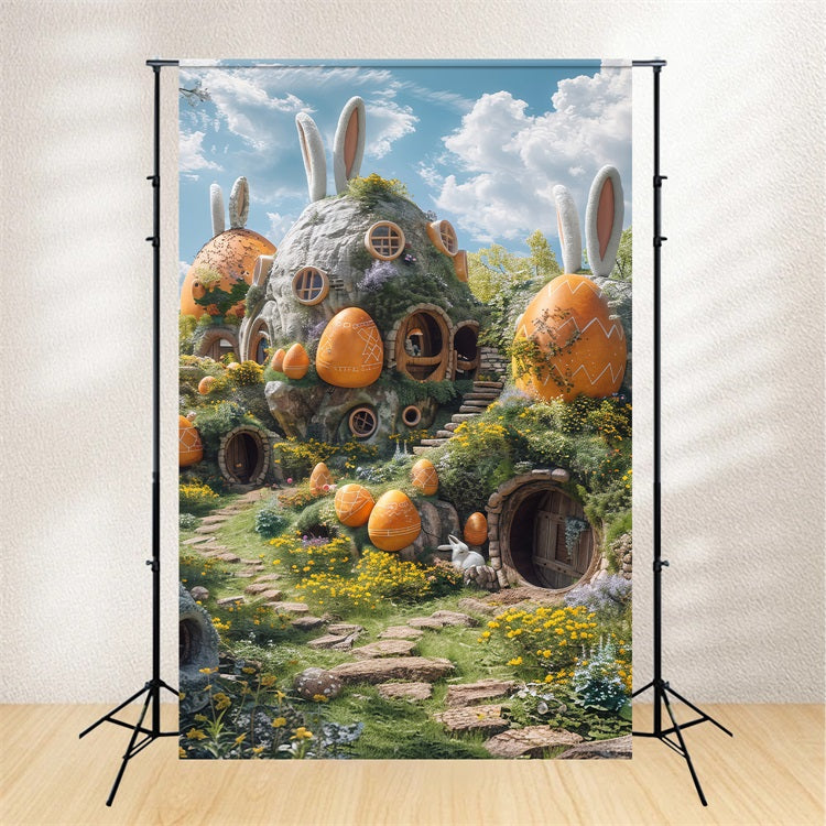 Photo Backdrops Easter Springtime Bunny Hill Eggs Backdrop UK BRP1-301