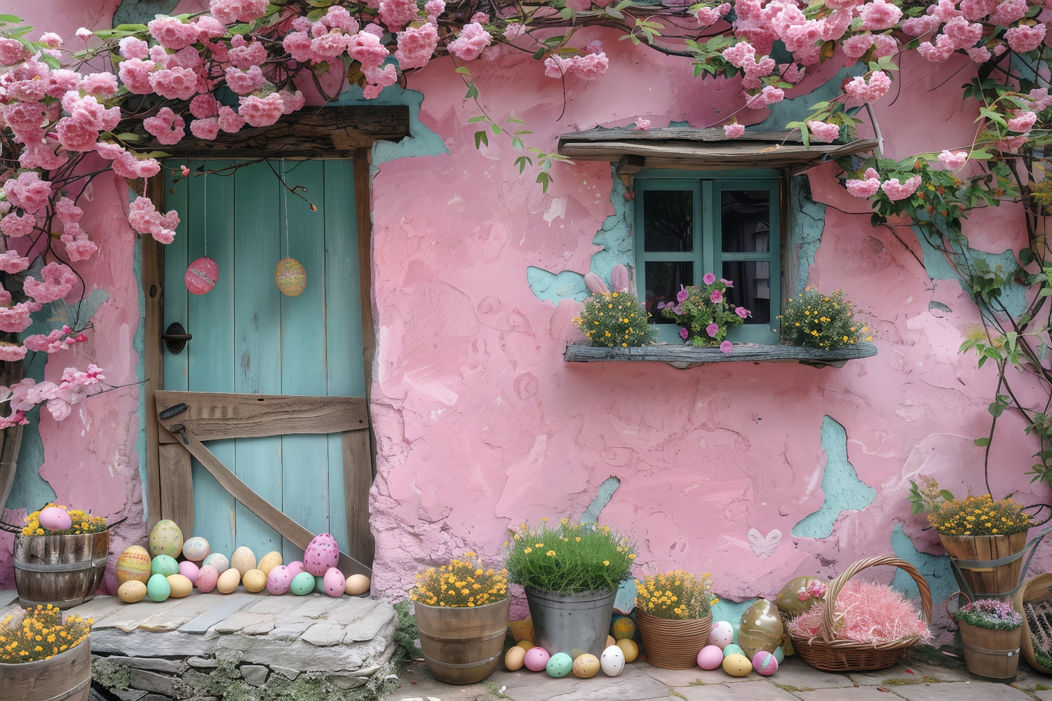 Photography Backdrops Easter Egg Bliss Pink Cottage Backdrop UK BRP1-303