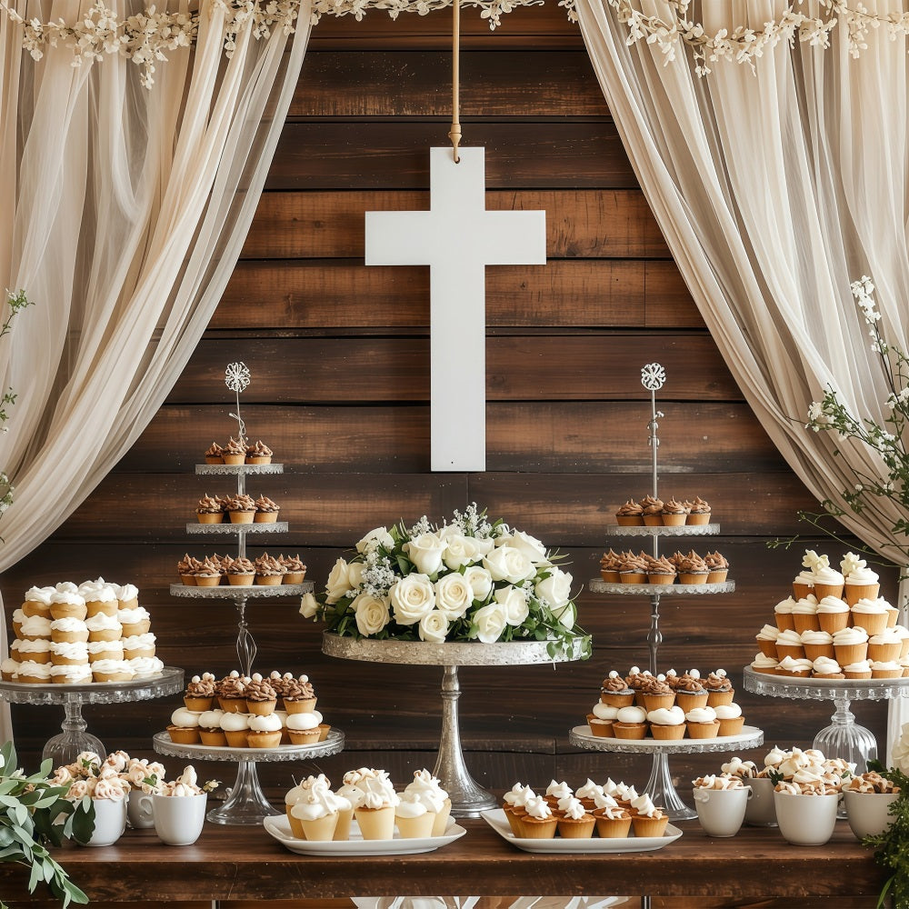 Backdrops Easter Wedding Dessert Table White Cross Backdrop UK BRP1-307