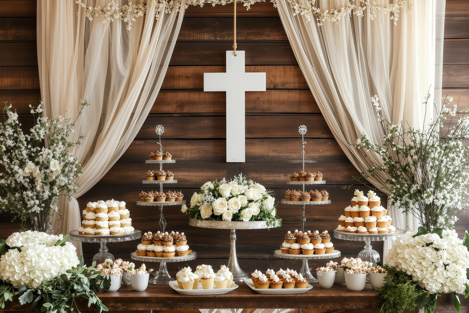 Backdrops Easter Wedding Dessert Table White Cross Backdrop UK BRP1-307