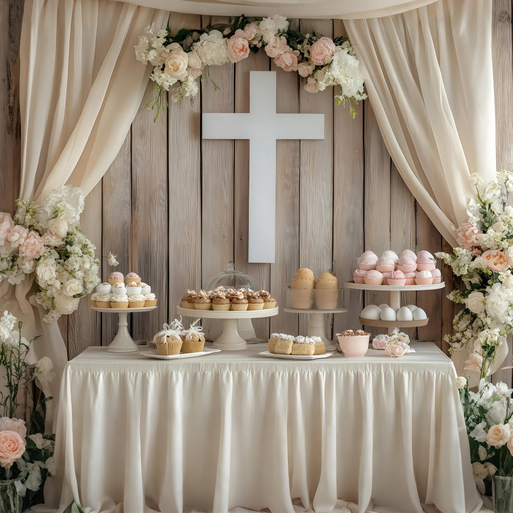 Easter Backdrops Pastel Cupcake Dessert Table Cross Backdrop UK BRP1-308