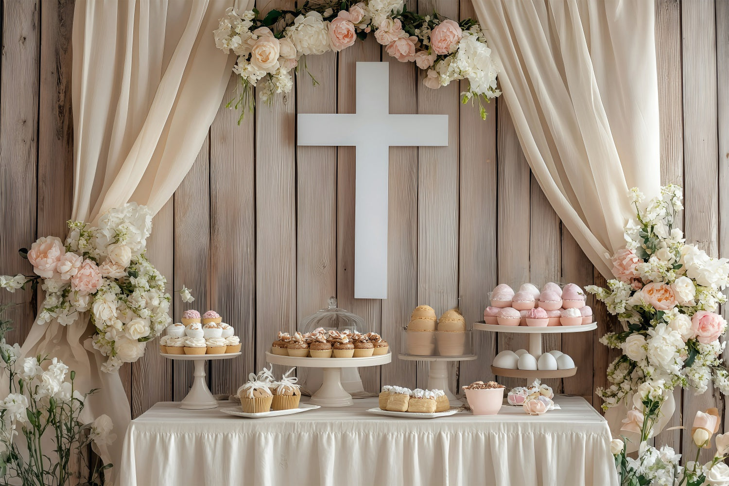 Easter Backdrops Pastel Cupcake Dessert Table Cross Backdrop UK BRP1-308