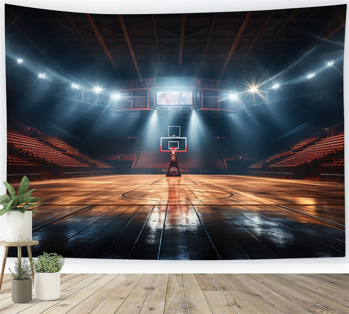 Basketball Photography Backdrops Wooden Court Indoor Backdrop UK BRP1-320