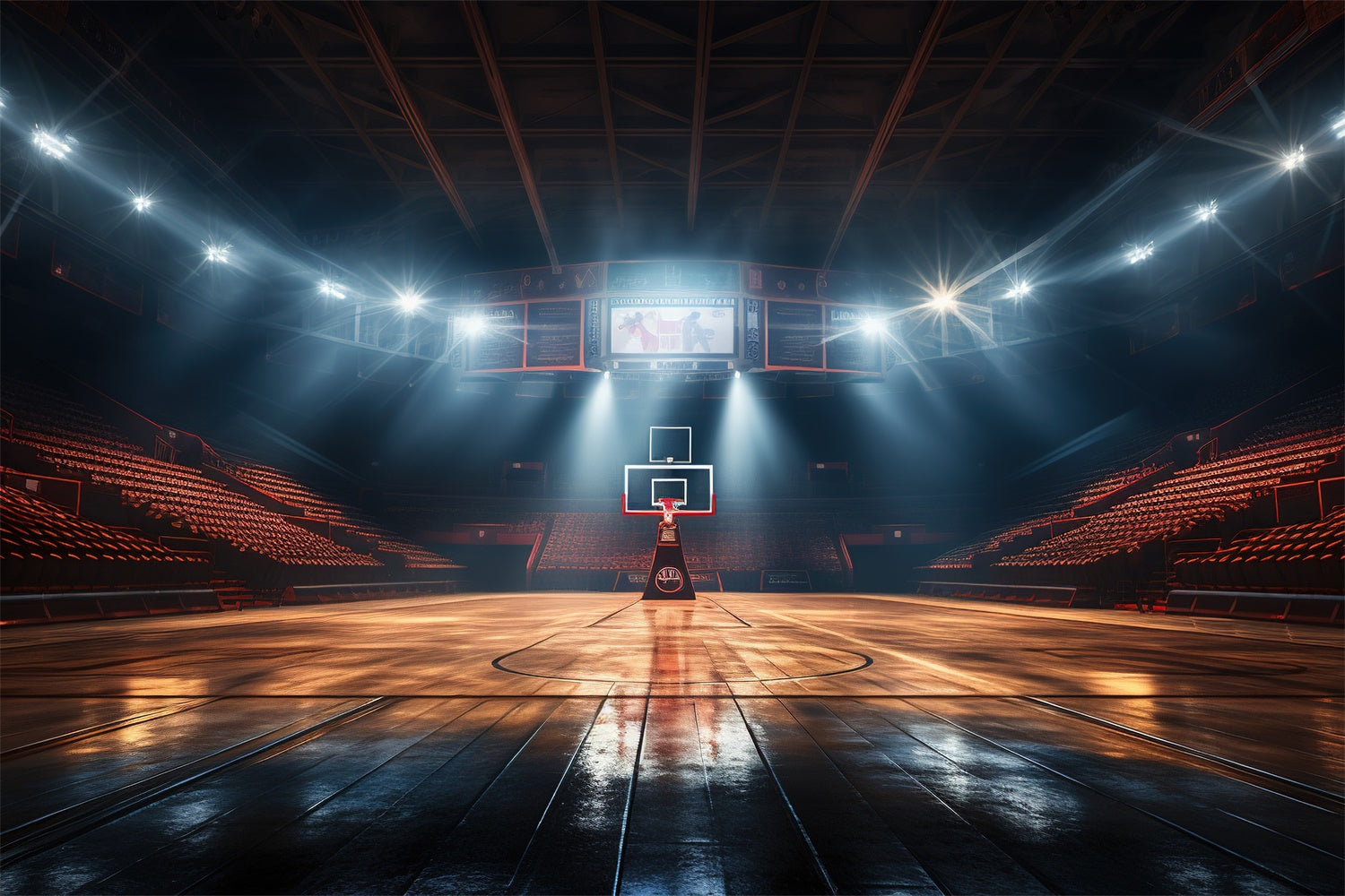 Basketball Photography Backdrops Wooden Court Indoor Backdrop UK BRP1-320