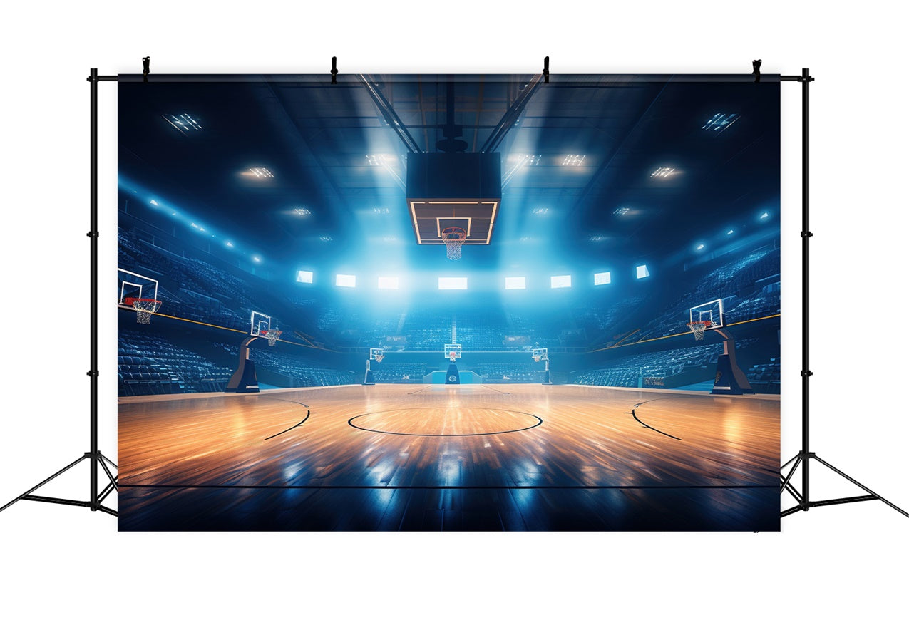 Basketball Photo Backdrop Glowing Blue Arena Backdrop UK BRP1-321