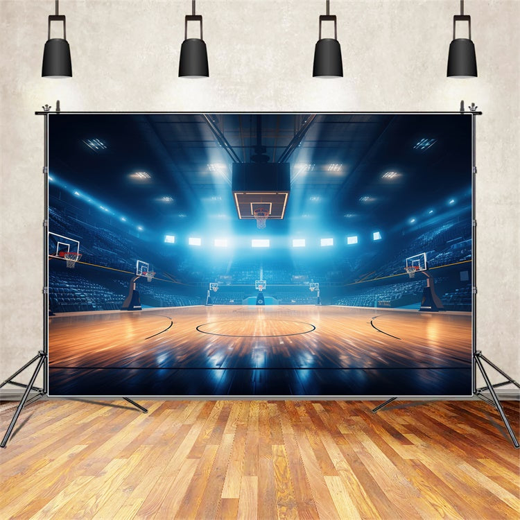 Basketball Photo Backdrop Glowing Blue Arena Backdrop UK BRP1-321