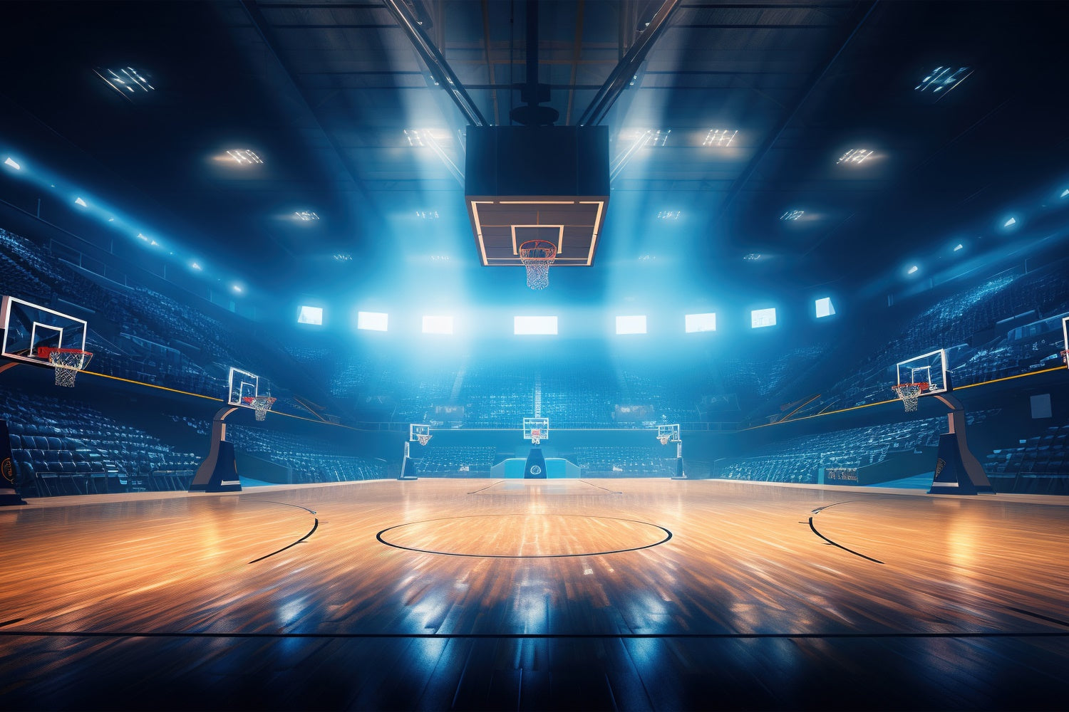 Basketball Photo Backdrop Glowing Blue Arena Backdrop UK BRP1-321