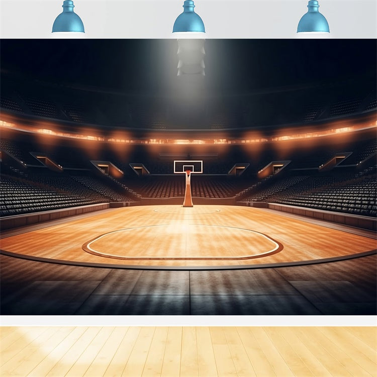 Basketball Court Backdrop Vintage Outdoor Hoop Backdrop UK BRP1-322