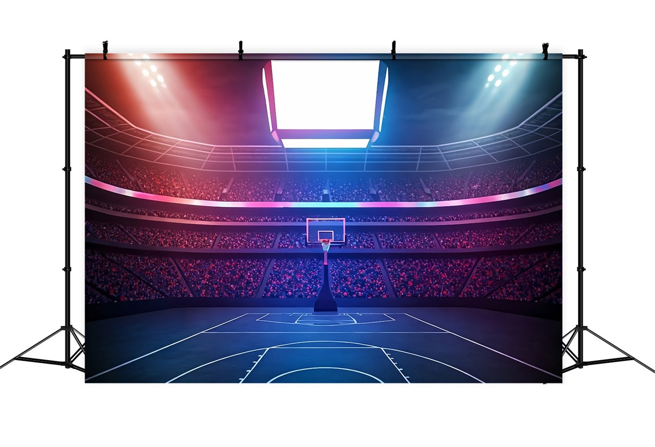 Basketball Court Backdrop Colorful Lights Sports Backdrop UK BRP1-325