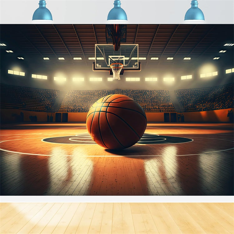 Basketball Photography Backdrops Spotlight Warm Court Backdrop UK BRP1-326