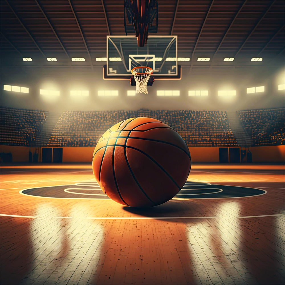 Basketball Photography Backdrops Spotlight Warm Court Backdrop UK BRP1-326